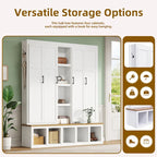 Farmhouse Hall Tree with Bench & 6 Hooks, 62.9W Shoe Storage, Entryway Organizer for Mudroom, Living Room