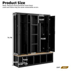 Farmhouse Hall Tree with Bench & 6 Hooks, 62.9W Shoe Storage, Entryway Organizer for Mudroom, Living Room