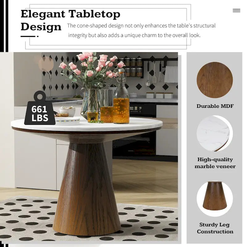 Retro Round Dining Table Minimalist Elegant Table