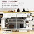 3-Piece/1-Piece Kitchen Island Set with/without 2 Barstools, Rolling Kitchen Storage Cart w/ 2 Drawers, Drop Leaf & 5 Side Racks