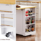 3-Piece/1-Piece Kitchen Island Set with/without 2 Barstools, Rolling Kitchen Storage Cart w/ 2 Drawers, Drop Leaf & 5 Side Racks