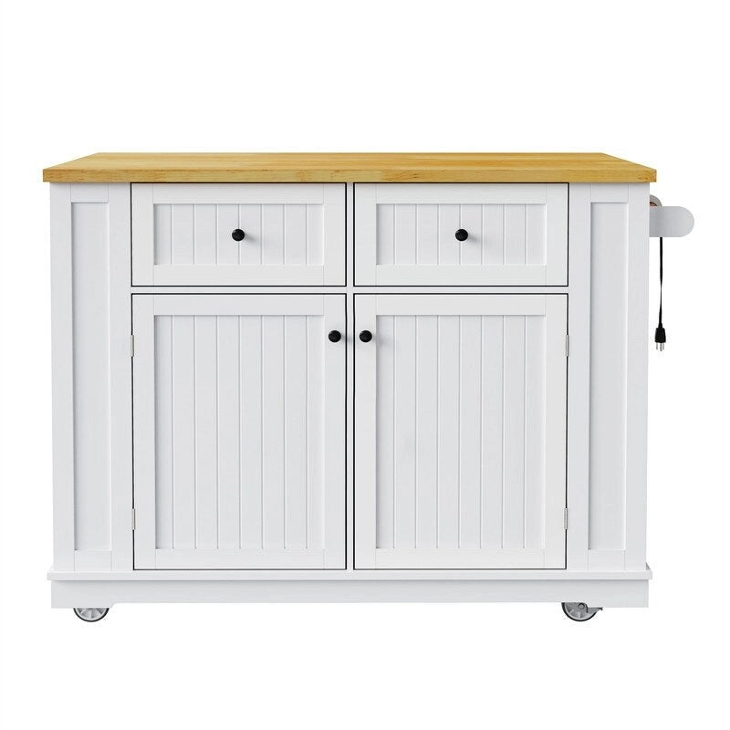 3-Piece/1-Piece Kitchen Island Set with/without 2 Barstools, Rolling Kitchen Storage Cart w/ 2 Drawers, Drop Leaf & 5 Side Racks