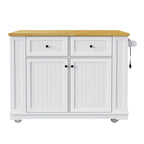3-Piece/1-Piece Kitchen Island Set with/without 2 Barstools, Rolling Kitchen Storage Cart w/ 2 Drawers, Drop Leaf & 5 Side Racks
