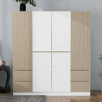 6-Doors Wooden Wardrobe with Storage Drawers for Bedroom