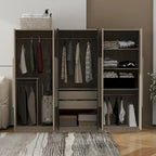 6-Doors Wooden Wardrobe with Storage Drawers for Bedroom