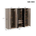 6-Doors Wooden Wardrobe with Storage Drawers for Bedroom
