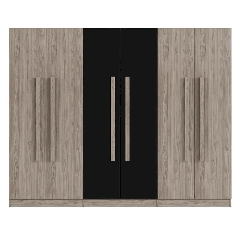 6-Doors Wooden Wardrobe with Storage Drawers for Bedroom