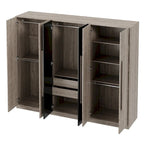 6-Doors Wooden Wardrobe with Storage Drawers for Bedroom