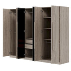 6-Doors Wooden Wardrobe with Storage Drawers for Bedroom
