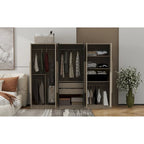 6-Doors Wooden Wardrobe with Storage Drawers for Bedroom