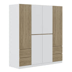 6-Doors Wooden Wardrobe with Storage Drawers for Bedroom