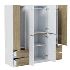 6-Doors Wooden Wardrobe with Storage Drawers for Bedroom