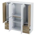 6-Doors Wooden Wardrobe with Storage Drawers for Bedroom