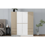 6-Doors Wooden Wardrobe with Storage Drawers for Bedroom
