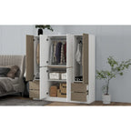 6-Doors Wooden Wardrobe with Storage Drawers for Bedroom