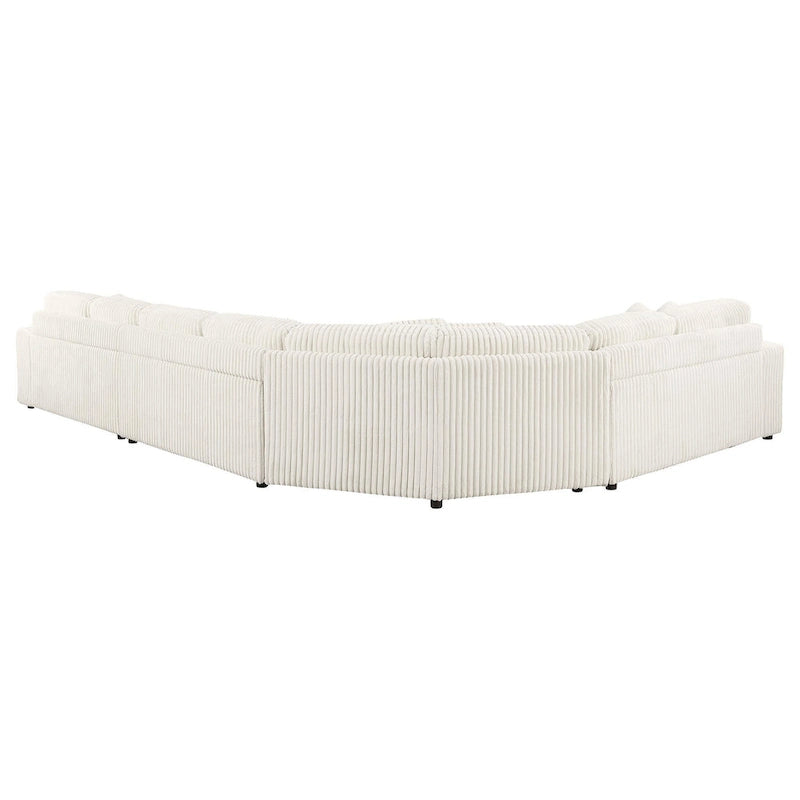 Sono 4pc Modular Sectional Sofa, 6 Accent Pillows, Channel Ivory White
