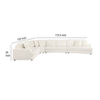 Sono 4pc Modular Sectional Sofa, 6 Accent Pillows, Channel Ivory White