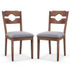 Gymax Set of 2 Dining Chair w/ Padded Seat High Back Rubber Wood Frame