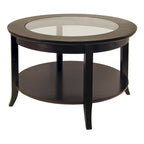 Genoa Round Glass Top Coffee Table - 30 - Dark Espresso