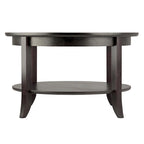 Genoa Round Glass Top Coffee Table - 30 - Dark Espresso