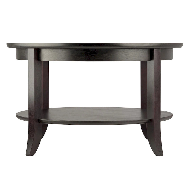 Genoa Round Glass Top Coffee Table - 30 - Dark Espresso