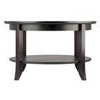 Genoa Round Glass Top Coffee Table - 30 - Dark Espresso