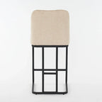 Upholstered Bar Stools Set of 2, Counter Height Bar Stools with Button-Tufted Backrest, Kitchen Island Chairs with Metal Frame