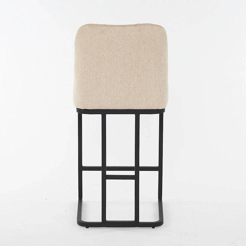 Upholstered Bar Stools Set of 2, Counter Height Bar Stools with Button-Tufted Backrest, Kitchen Island Chairs with Metal Frame