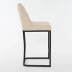 Upholstered Bar Stools Set of 2, Counter Height Bar Stools with Button-Tufted Backrest, Kitchen Island Chairs with Metal Frame