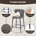 Counter Height Bar Stools Set of 2, Upholstered Armless Chairs with Curved Backrest, Kitchen Island Chair with Footrest