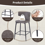 Counter Height Bar Stools Set of 2, Upholstered Armless Chairs with Curved Backrest, Kitchen Island Chair with Footrest