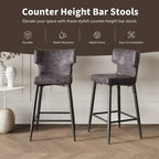 Counter Height Bar Stools Set of 2, Upholstered Armless Chairs with Curved Backrest, Kitchen Island Chair with Footrest