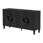 Sideboard Cabinet with Round Ring Handle, Wood Storage Cabinet with Adjustable Shelf, Console Table with 4 Doors