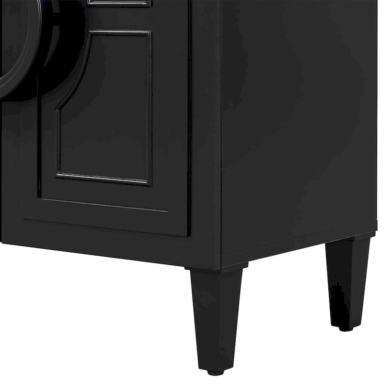 Sideboard Cabinet with Round Ring Handle, Wood Storage Cabinet with Adjustable Shelf, Console Table with 4 Doors