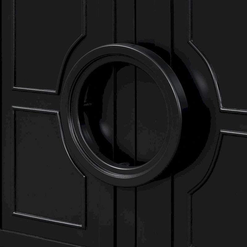 Sideboard Cabinet with Round Ring Handle, Wood Storage Cabinet with Adjustable Shelf, Console Table with 4 Doors