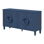Sideboard Cabinet with Round Ring Handle, Wood Storage Cabinet with Adjustable Shelf, Console Table with 4 Doors