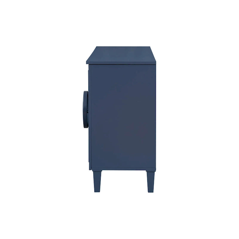 Sideboard Cabinet with Round Ring Handle, Wood Storage Cabinet with Adjustable Shelf, Console Table with 4 Doors