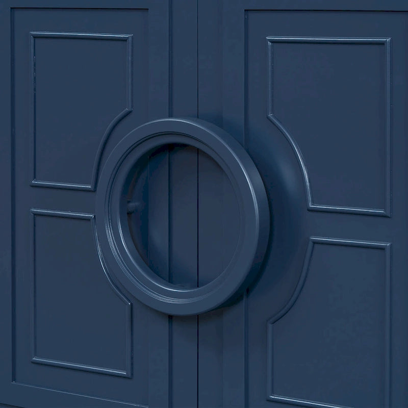 Sideboard Cabinet with Round Ring Handle, Wood Storage Cabinet with Adjustable Shelf, Console Table with 4 Doors