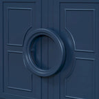 Sideboard Cabinet with Round Ring Handle, Wood Storage Cabinet with Adjustable Shelf, Console Table with 4 Doors