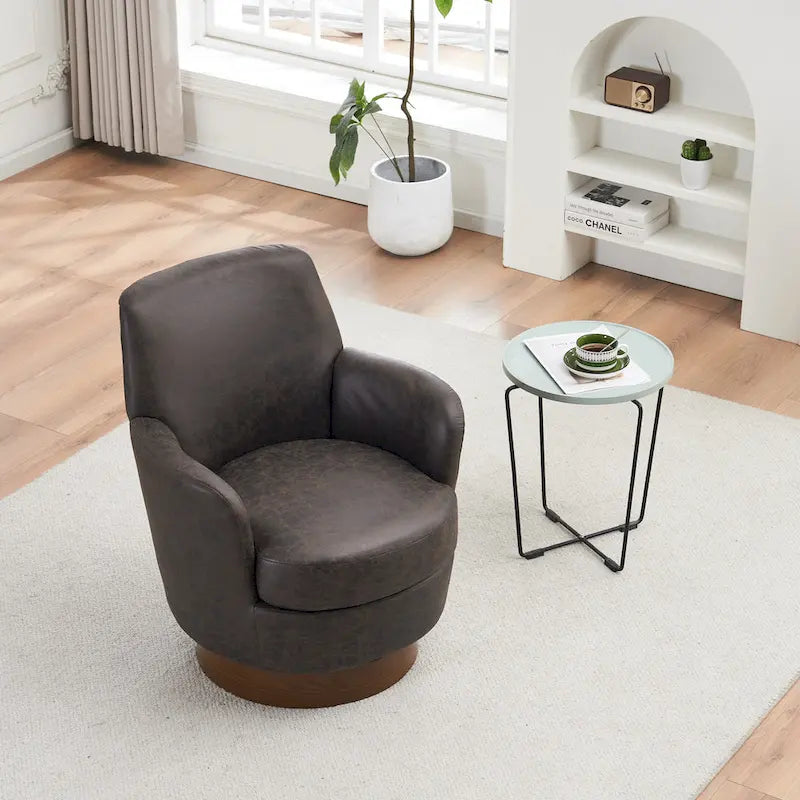 360 Degree PU Leather Swivel Accent Chairs for Living Room,Bedroom