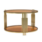 Modern Black Mirror Coffee Table with Gold Finish & Lower Shelf by Harper&Bright Designs
