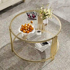 Modern Black Mirror Coffee Table with Gold Finish & Lower Shelf by Harper&Bright Designs