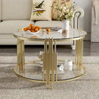 Modern Black Mirror Coffee Table with Gold Finish & Lower Shelf by Harper&Bright Designs