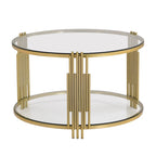 Modern Black Mirror Coffee Table with Gold Finish & Lower Shelf by Harper&Bright Designs
