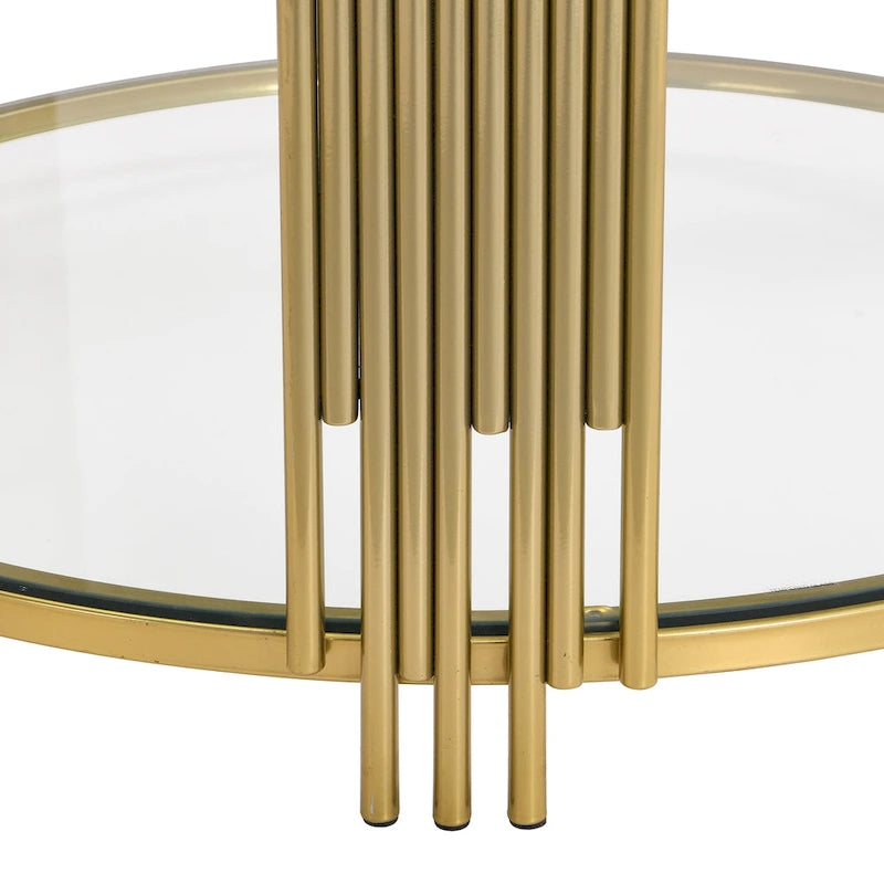 Modern Black Mirror Coffee Table with Gold Finish & Lower Shelf by Harper&Bright Designs