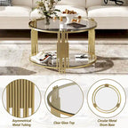 Modern Black Mirror Coffee Table with Gold Finish & Lower Shelf by Harper&Bright Designs