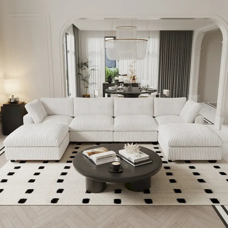 6-Seat U-Shape Modular Sectional Sofa, Oversized Plush Comfy Sofa Couch with Multiple Cushions