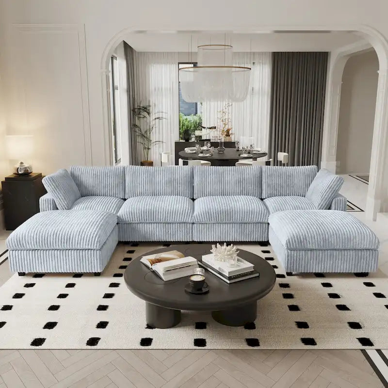 6-Seat U-Shape Modular Sectional Sofa, Oversized Plush Comfy Sofa Couch with Multiple Cushions