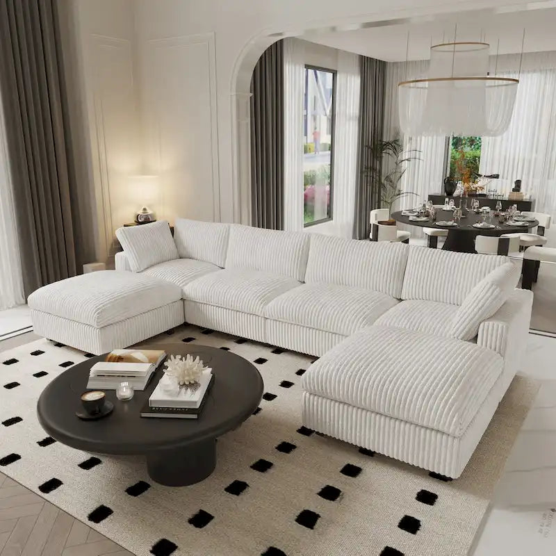 6-Seat U-Shape Modular Sectional Sofa, Oversized Plush Comfy Sofa Couch with Multiple Cushions