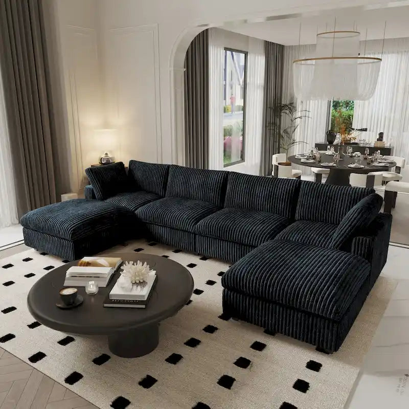 6-Seat U-Shape Modular Sectional Sofa, Oversized Plush Comfy Sofa Couch with Multiple Cushions